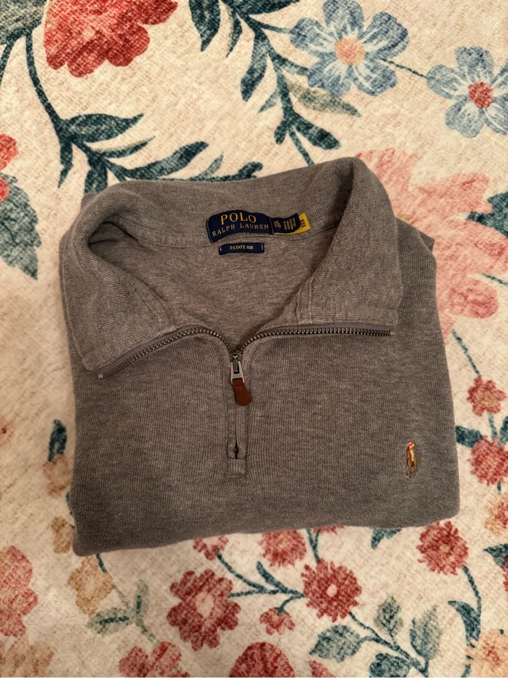 Polo by Ralph Lauren Men's Heather Gray Quarter-Zip Sweater